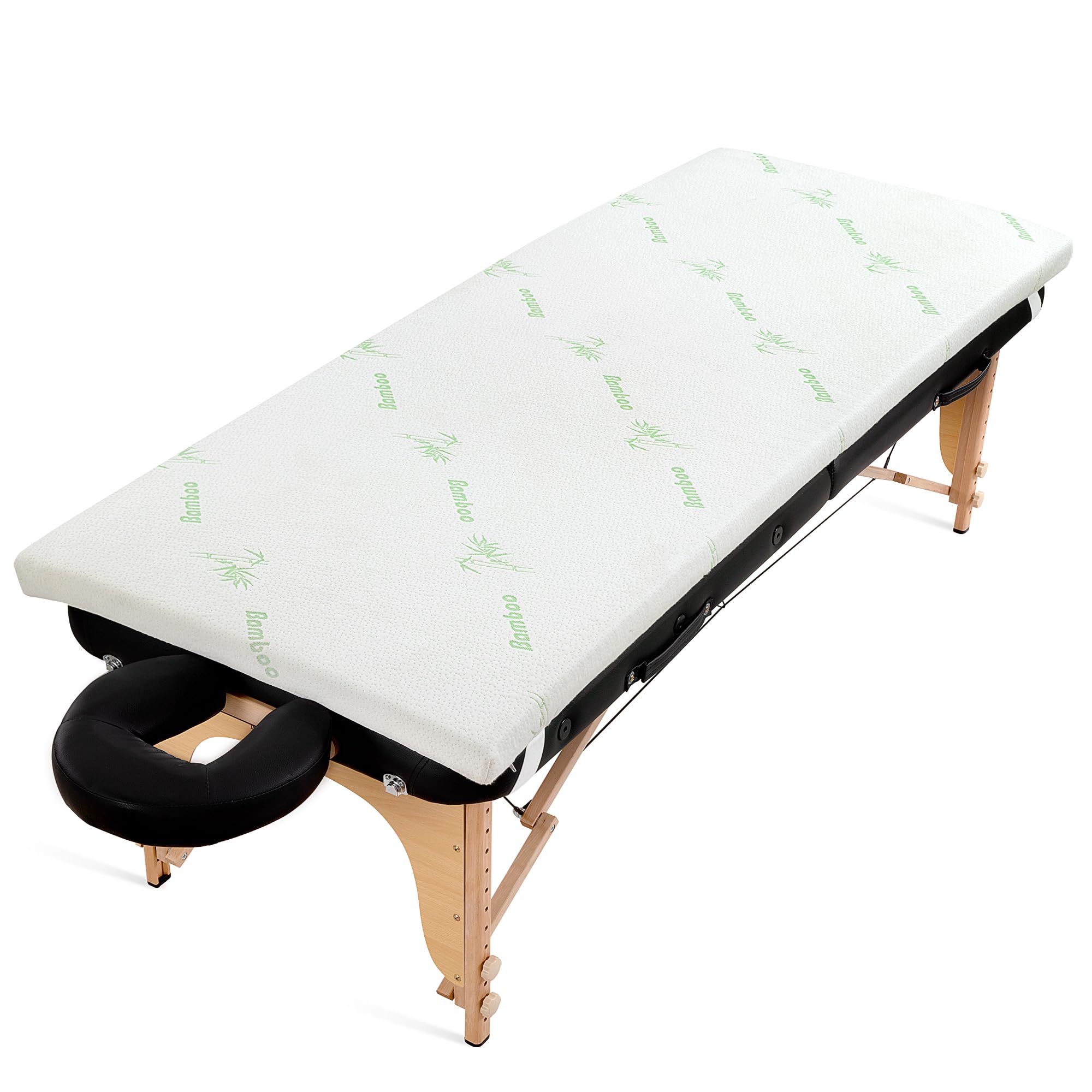 Hombys Memory Foam Massage Bed Mattress Topper With Cooling Rayon Derived From Bamboo Cover, Massage Table Mattress Topper With